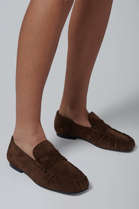 Dark Brown Aven Suede Loafers