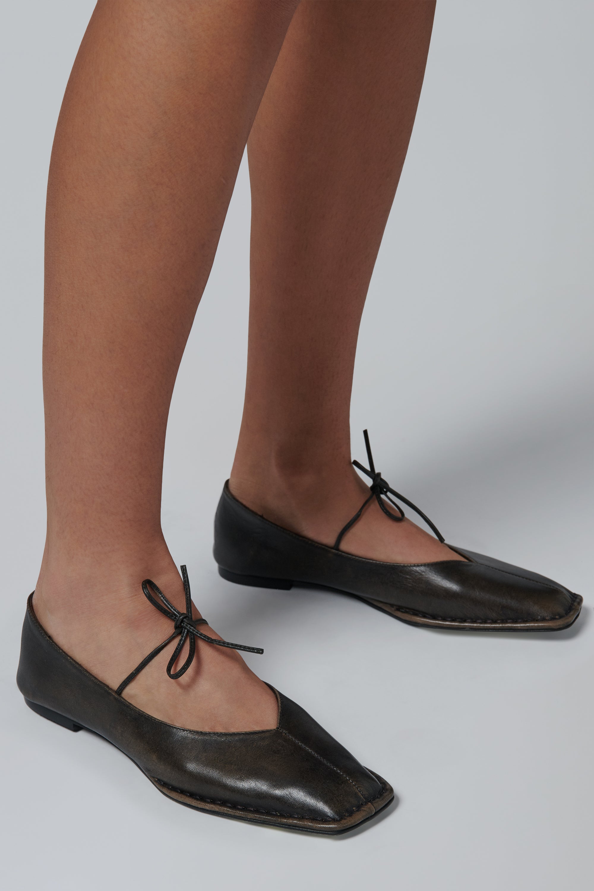 Alohas Dark Brown Sway Vintage Leather Ballet Flats