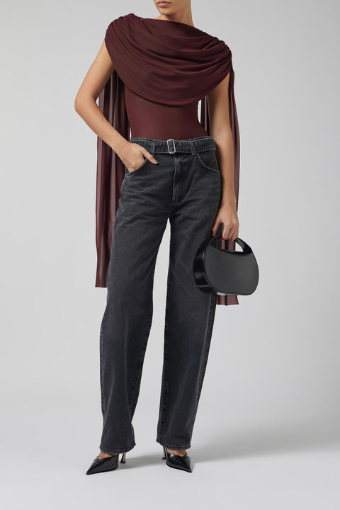 Black Cuffed Taper Straight Leg Jeans