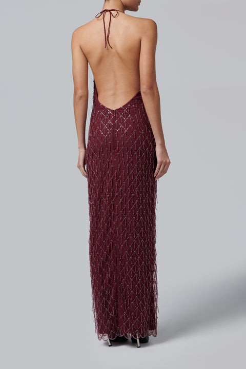 Red Sequins Halterneck Dress