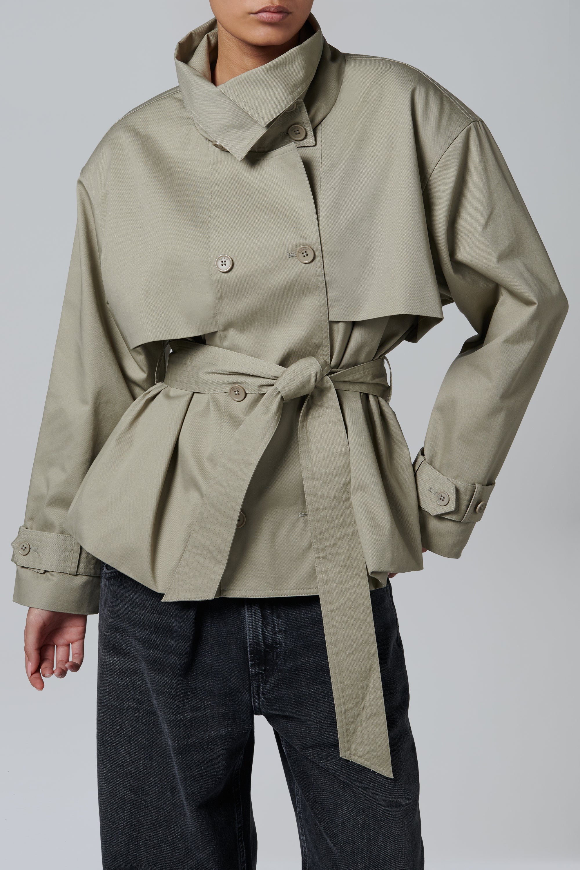 ROTATE Birger Christensen Grey Short Trench Coat