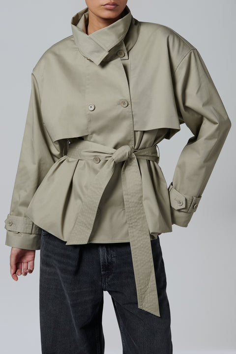Grey Short Trench Coat