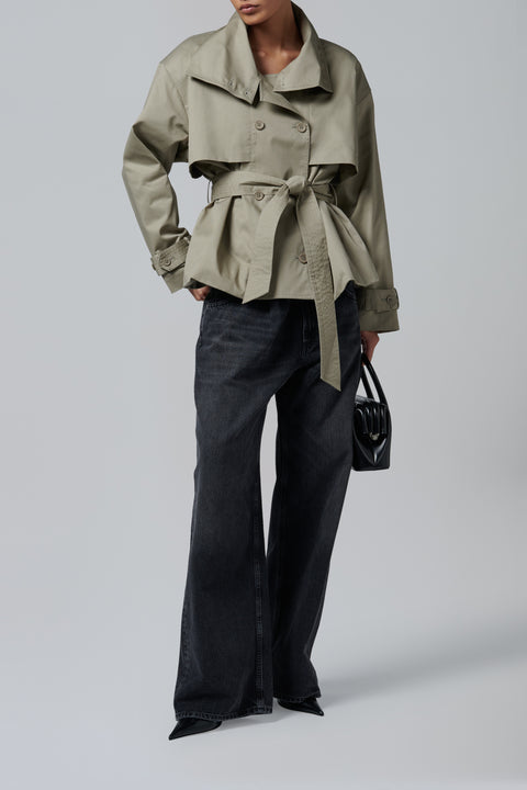 Grey Short Trench Coat