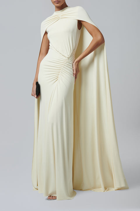 Beige Demi Cape Gown