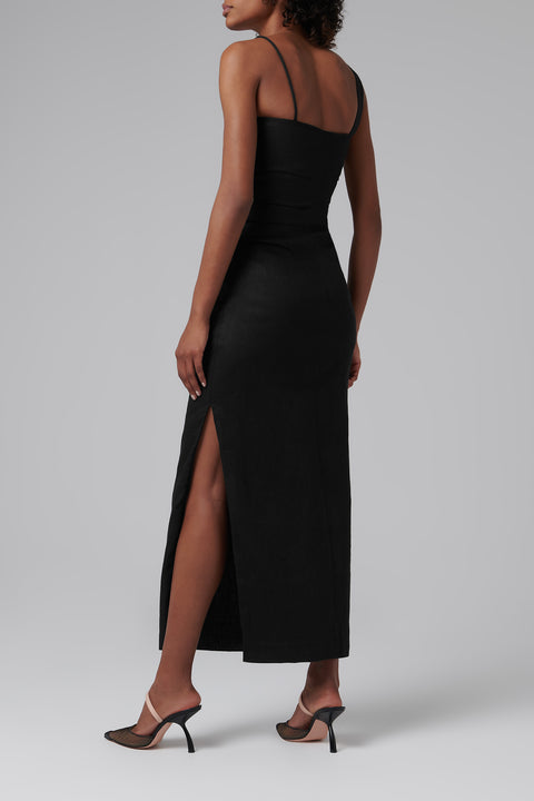 Black Antonia Beaded Midi Dress