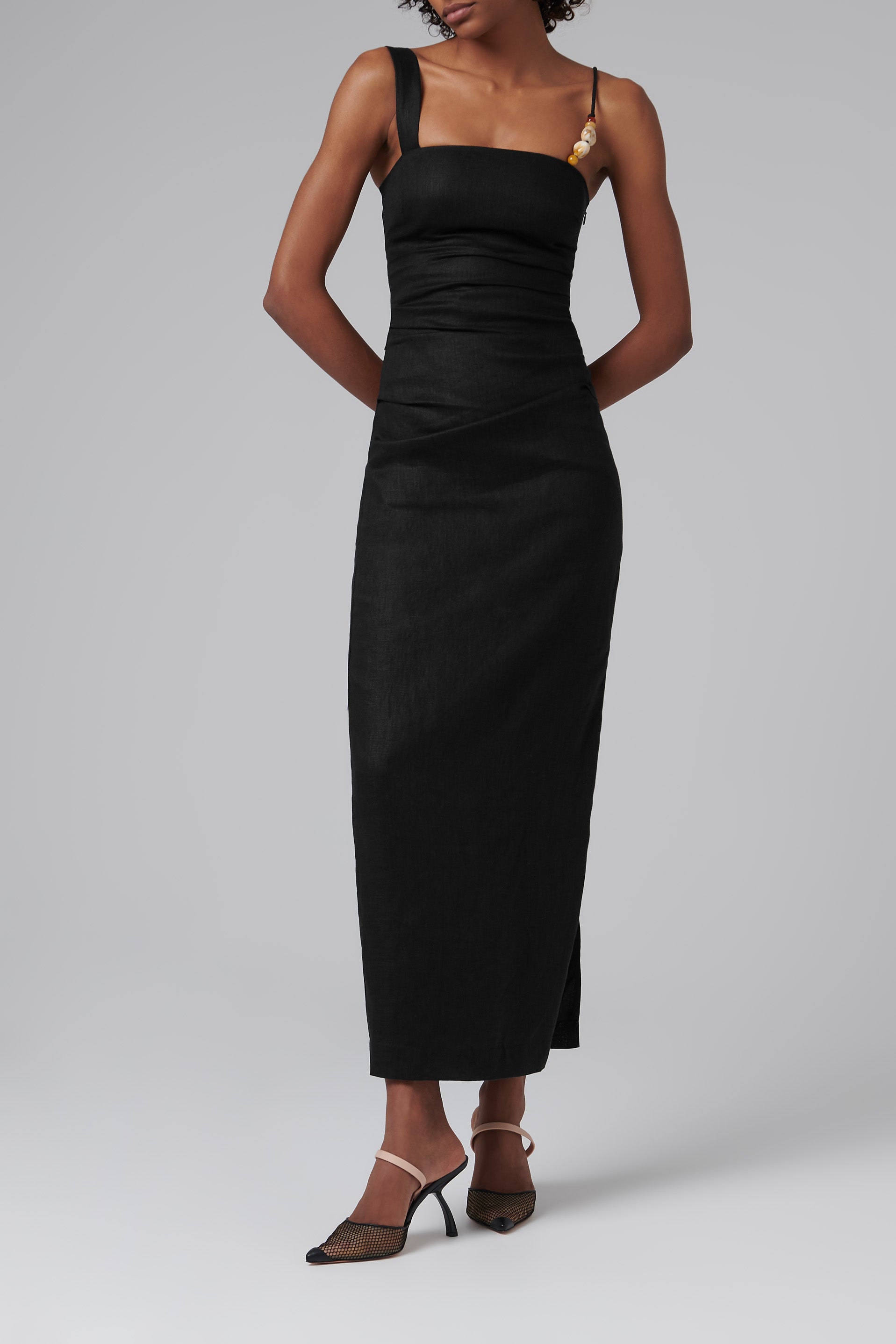 ralph lauren black label antonia beaded dress ASHLEYlauren 4563 One Shoulder Beaded Fringe Dress