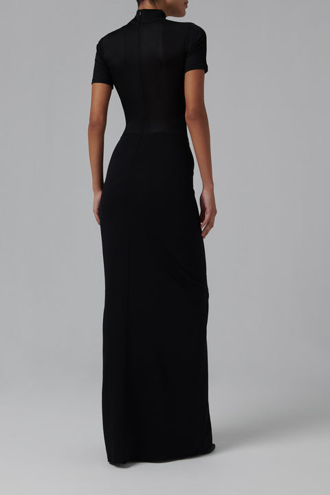 Black Fusion Runched Tee Gown