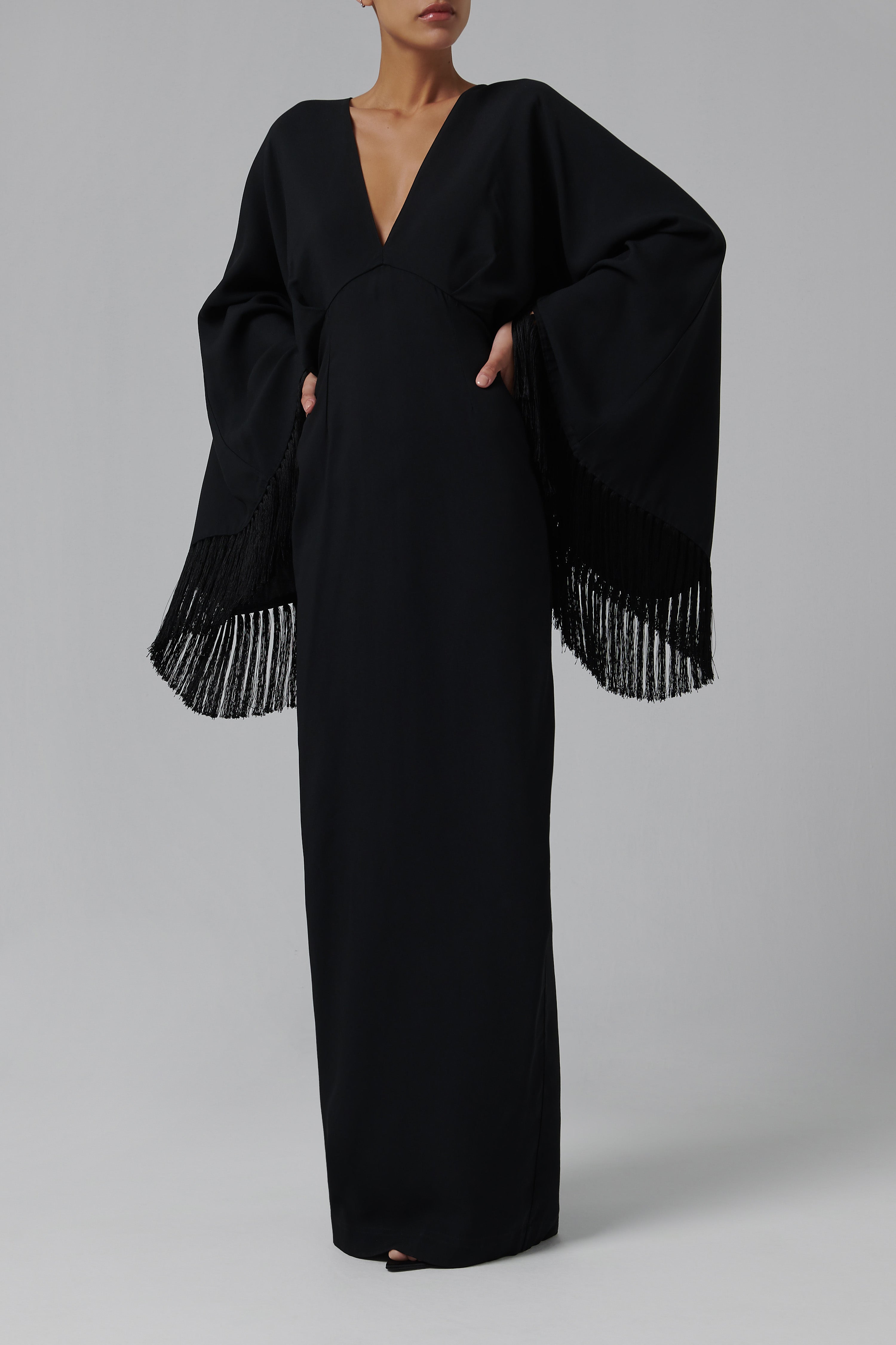 Taller Marmo Black Fringed Magnifique Dress