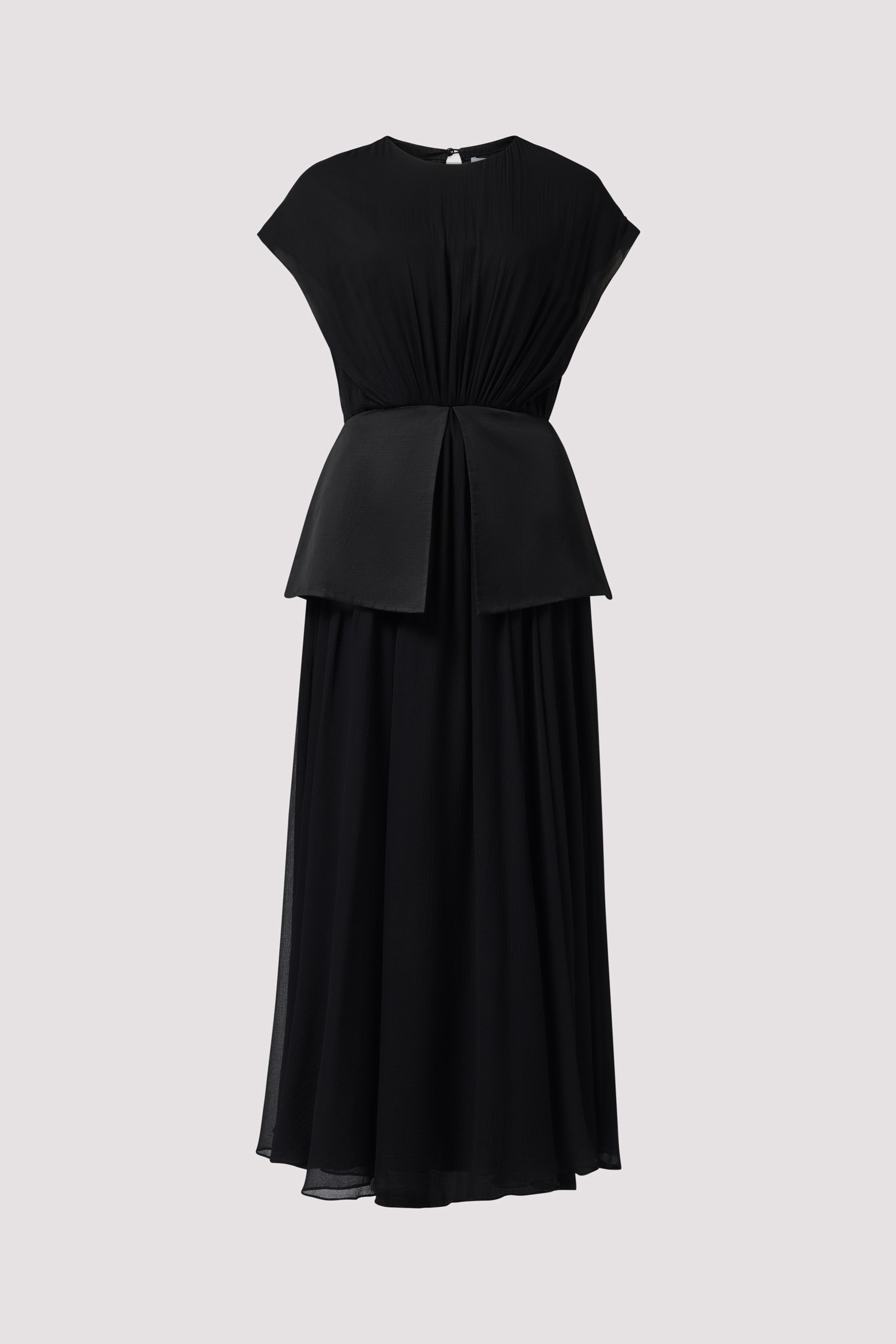 Abadia Black Peplum Midi Dress Black / US4