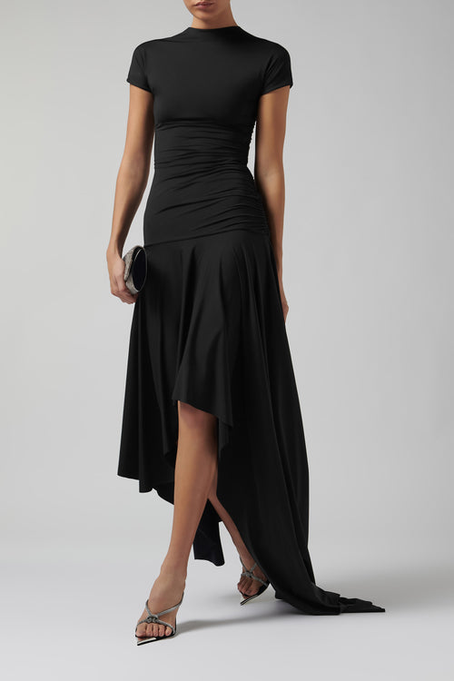 Maygel Coronel Black Cardozo Asymmetric Midi Dress Maygel Coronel Black Cardozo Asymmetric Midi Dress