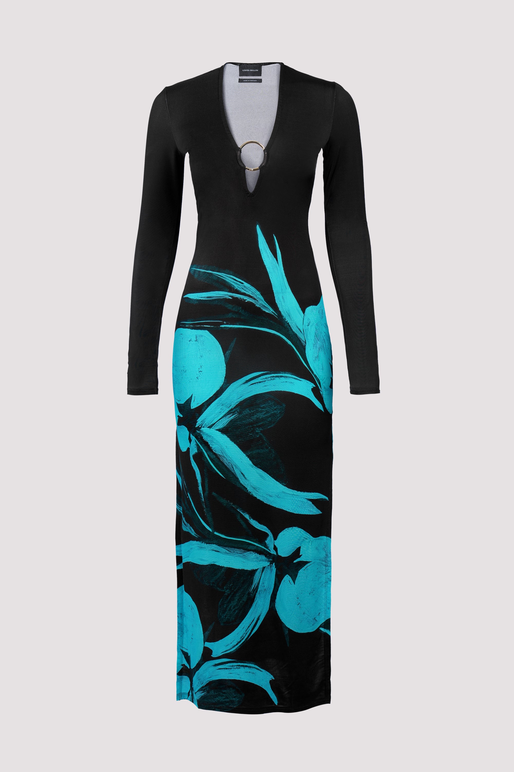 Louisa Ballou Blue Helios Long Sleeve Maxi Dress
