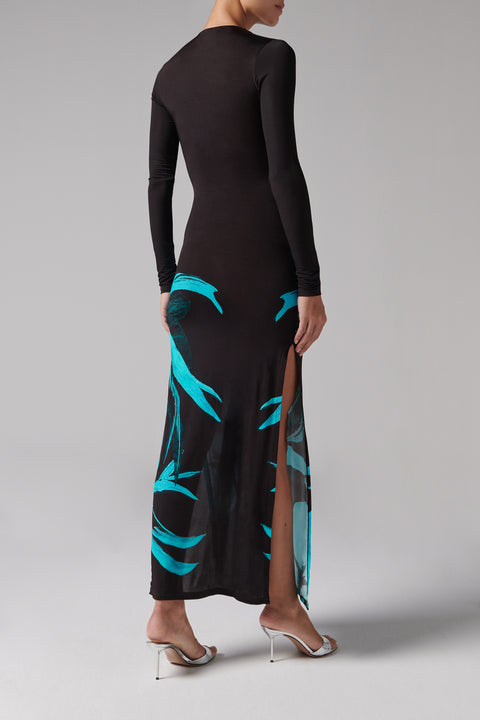 Blue Helios Long Sleeve Maxi Dress