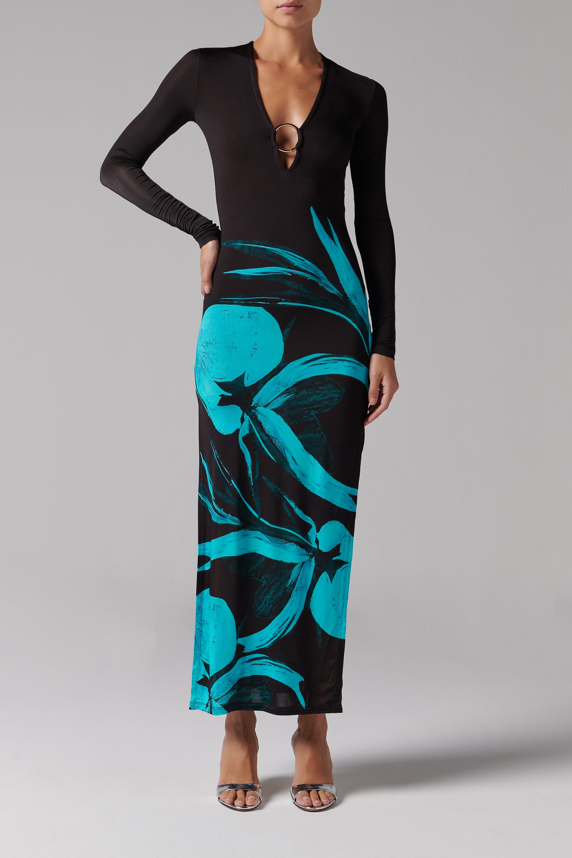 Louisa Ballou Blue Helios Long Sleeve Maxi Dress Louisa Ballou Blue Helios Long Sleeve Maxi Dress