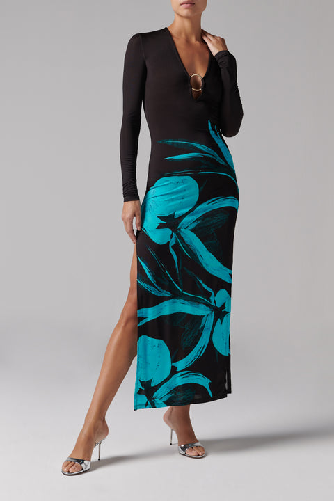 Blue Helios Long Sleeve Maxi Dress