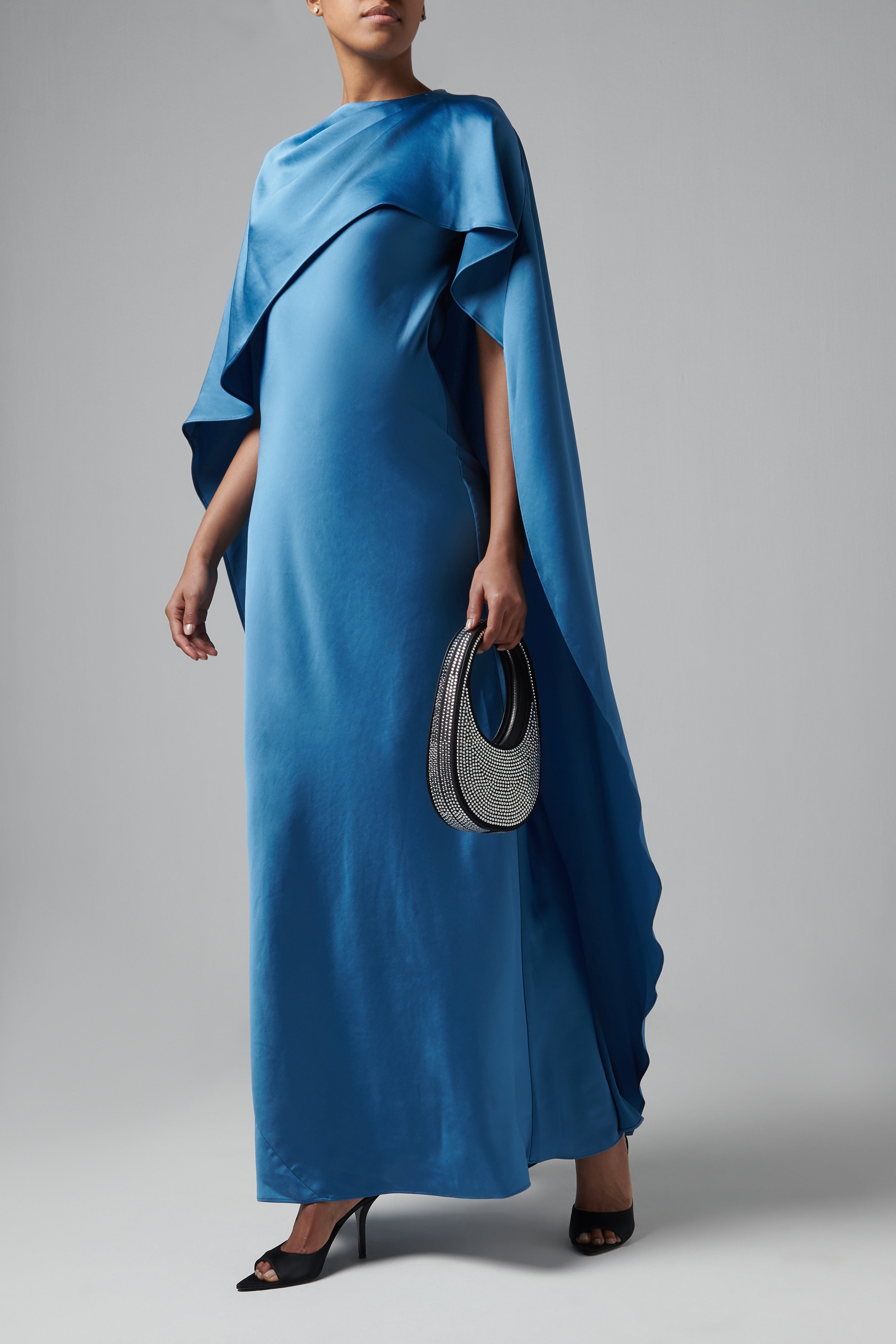 white christmas dresses Simkhai Blue Izel Cape Gown