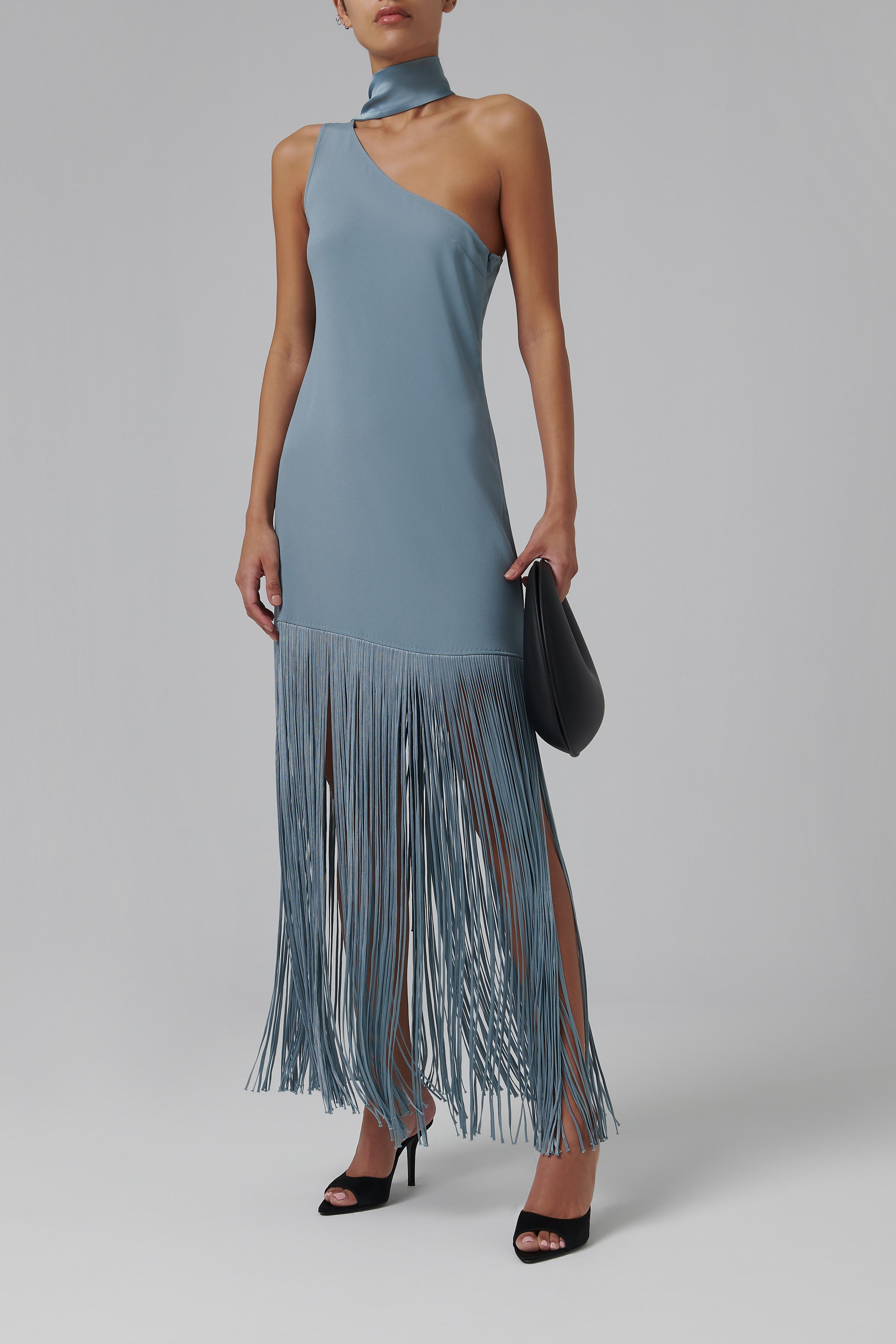 Taller Marmo Blue Atlanta Fringed Dress Taller Marmo Blue Atlanta Fringed Dress