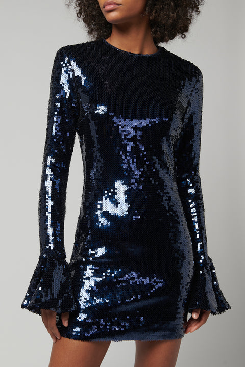 Blue Sequins Mini Dress