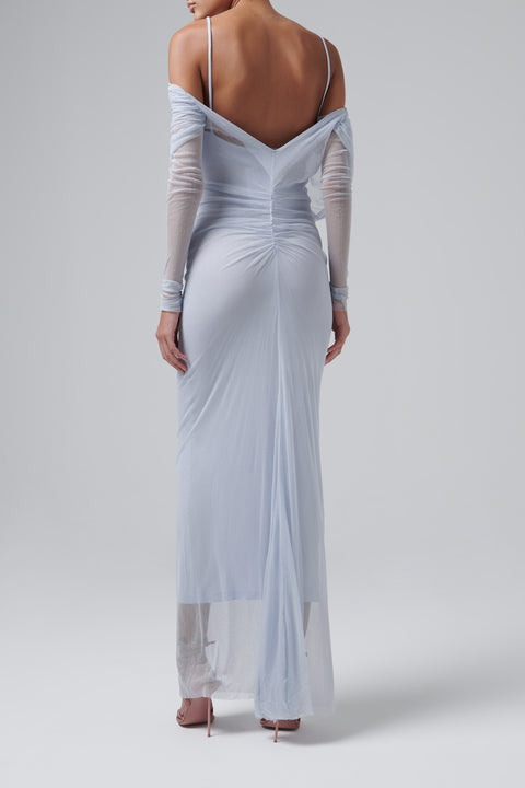 Blue Veiled Maxi Dress