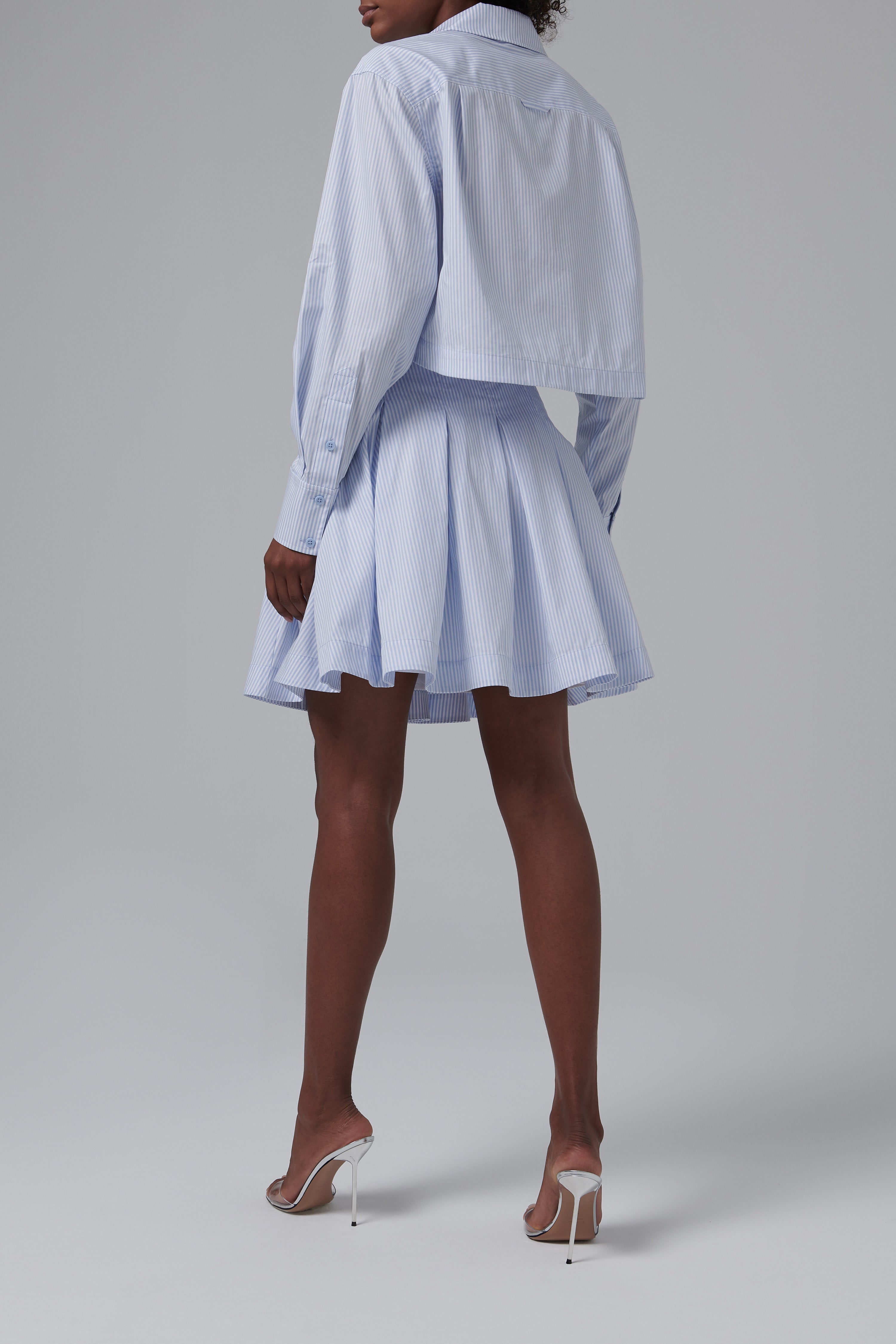 Simkhai Blue Callas Pleated Mini Dress