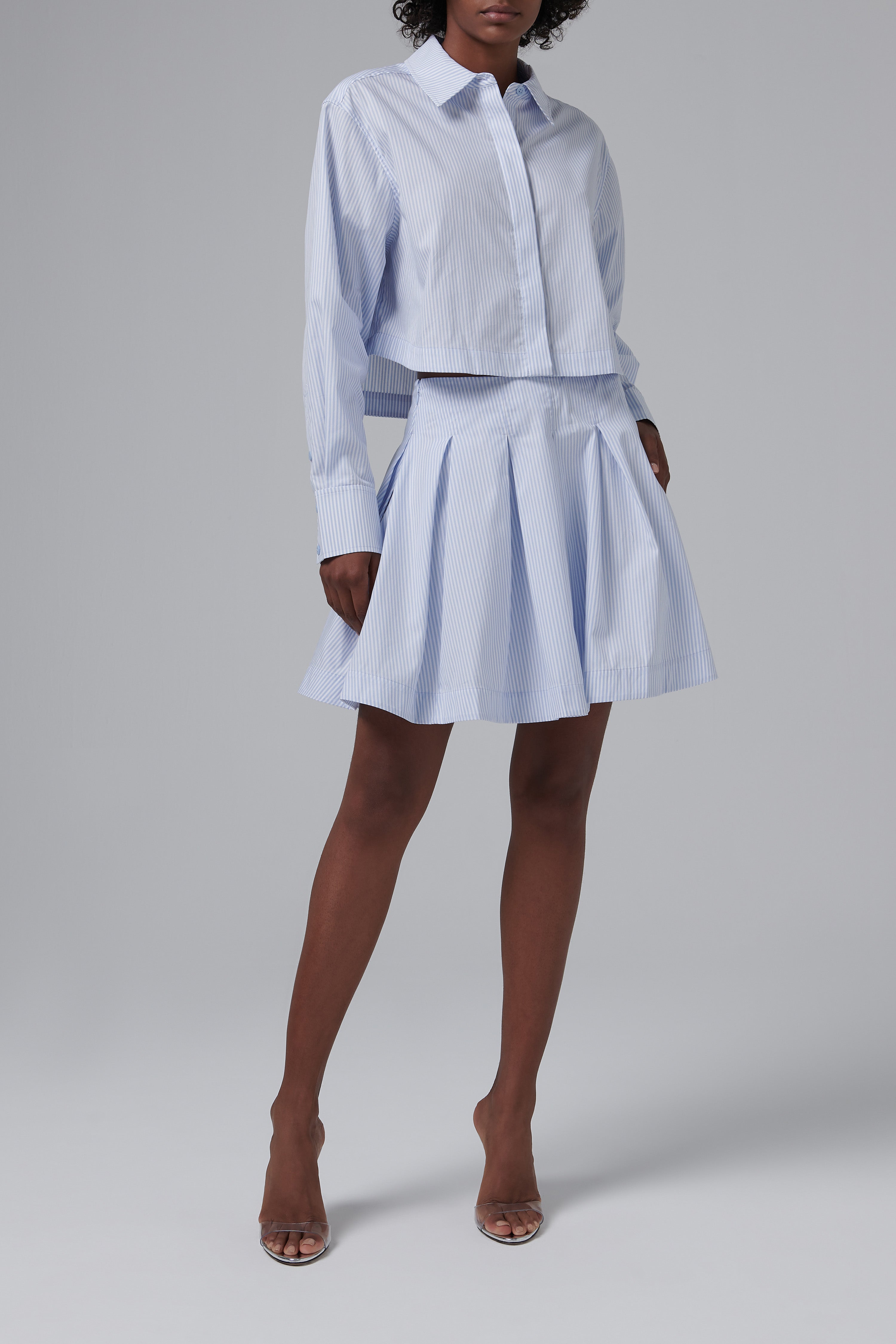 Simkhai Blue Callas Pleated Mini Dress