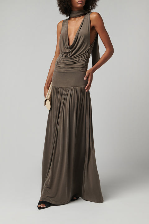 Aya Muse Dark Brown Alyve Maxi Dress