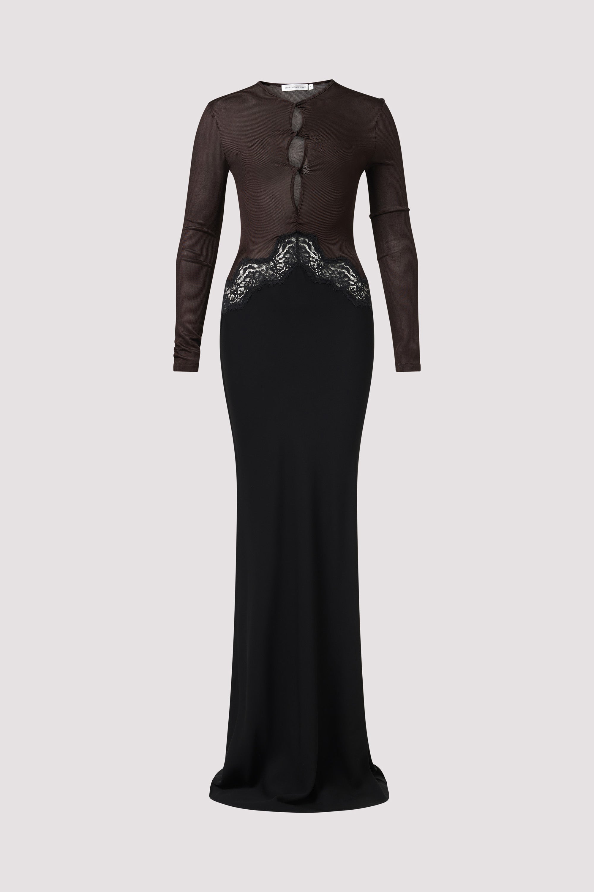 Christopher Esber Brown Verner Open Twist Lace Dress Christopher Esber Brown Verner Open Twist Lace Dress
