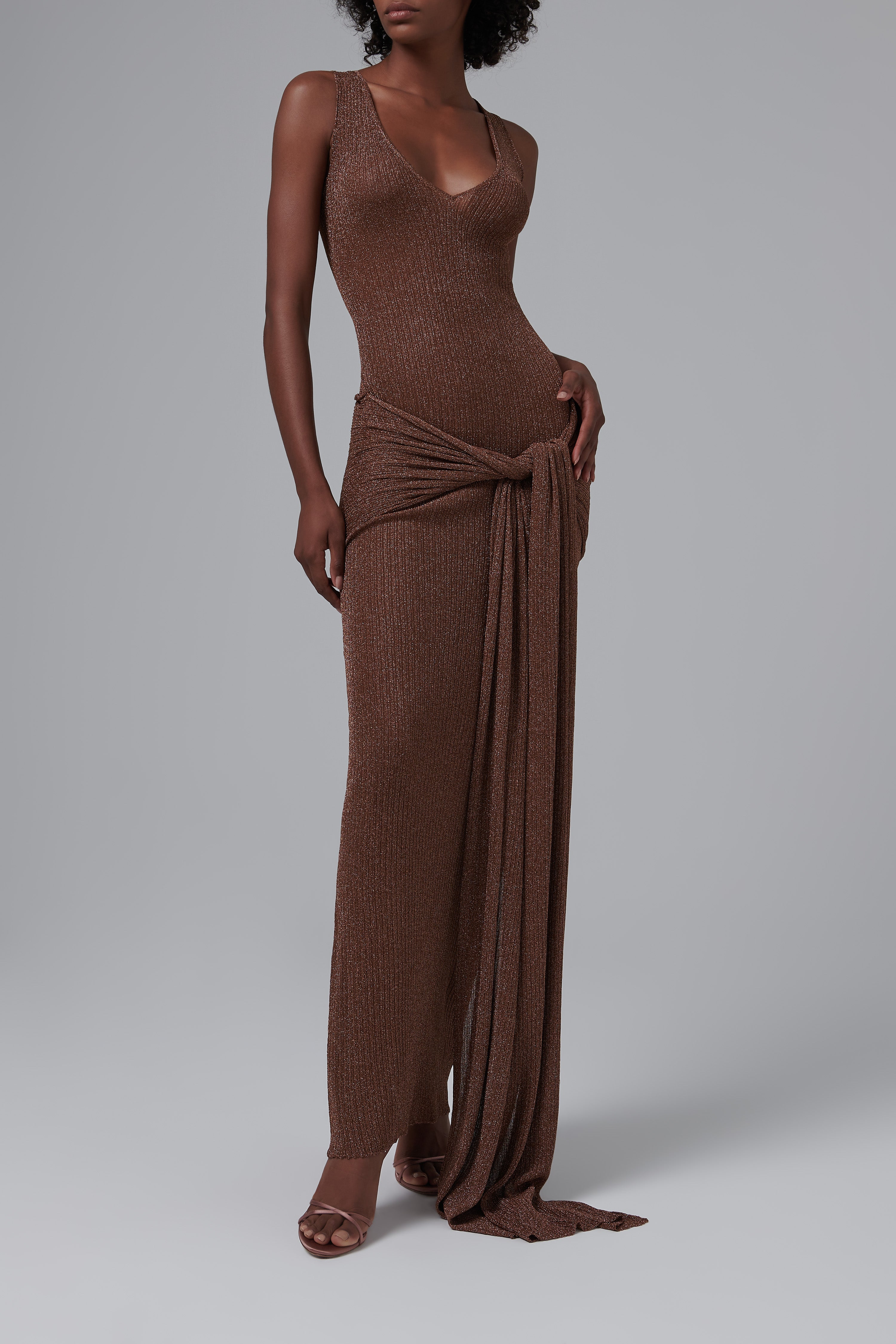 Aya Muse Brown Alula Light Knit Maxi Dress