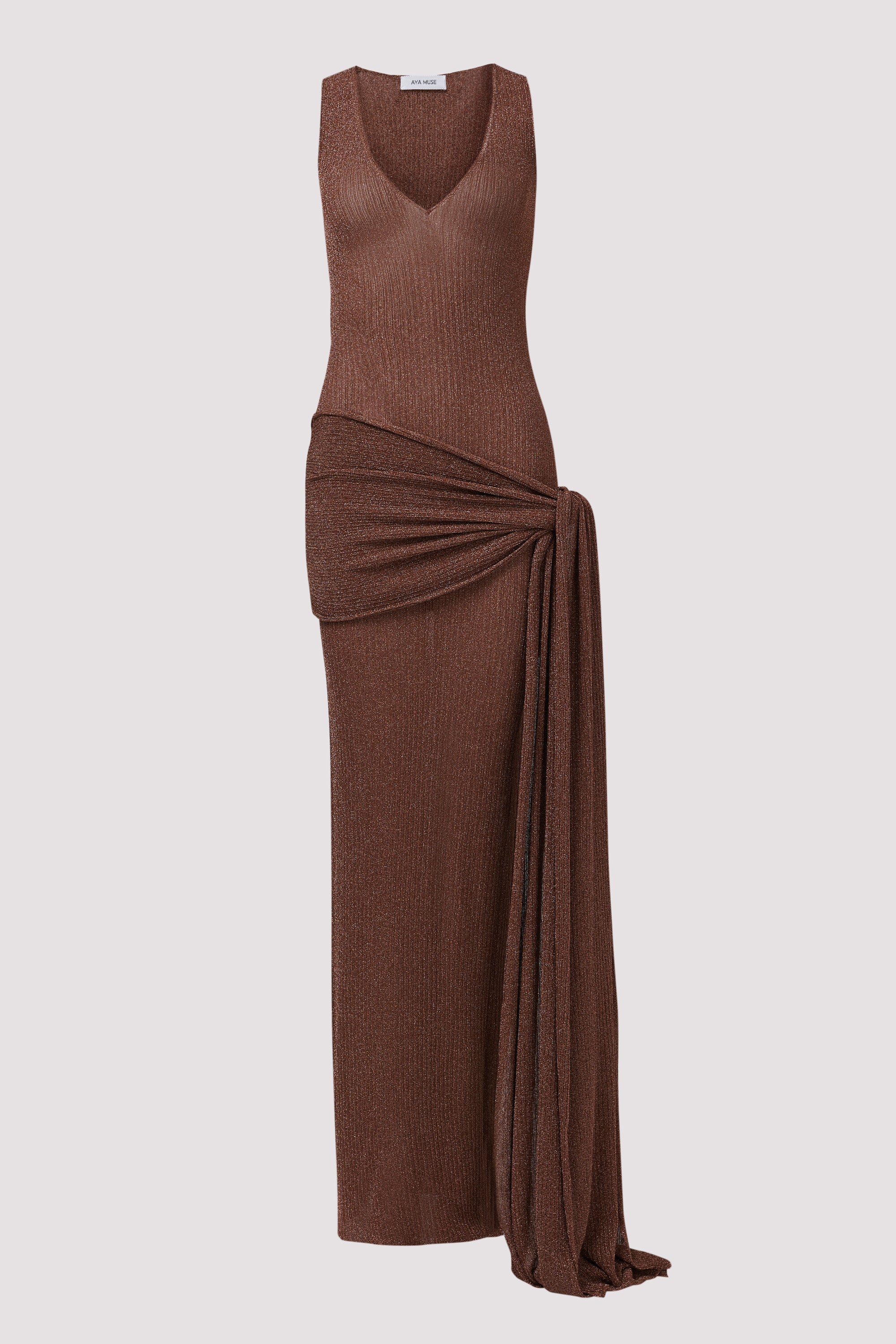 Aya Muse Brown Alula Light Knit Maxi Dress