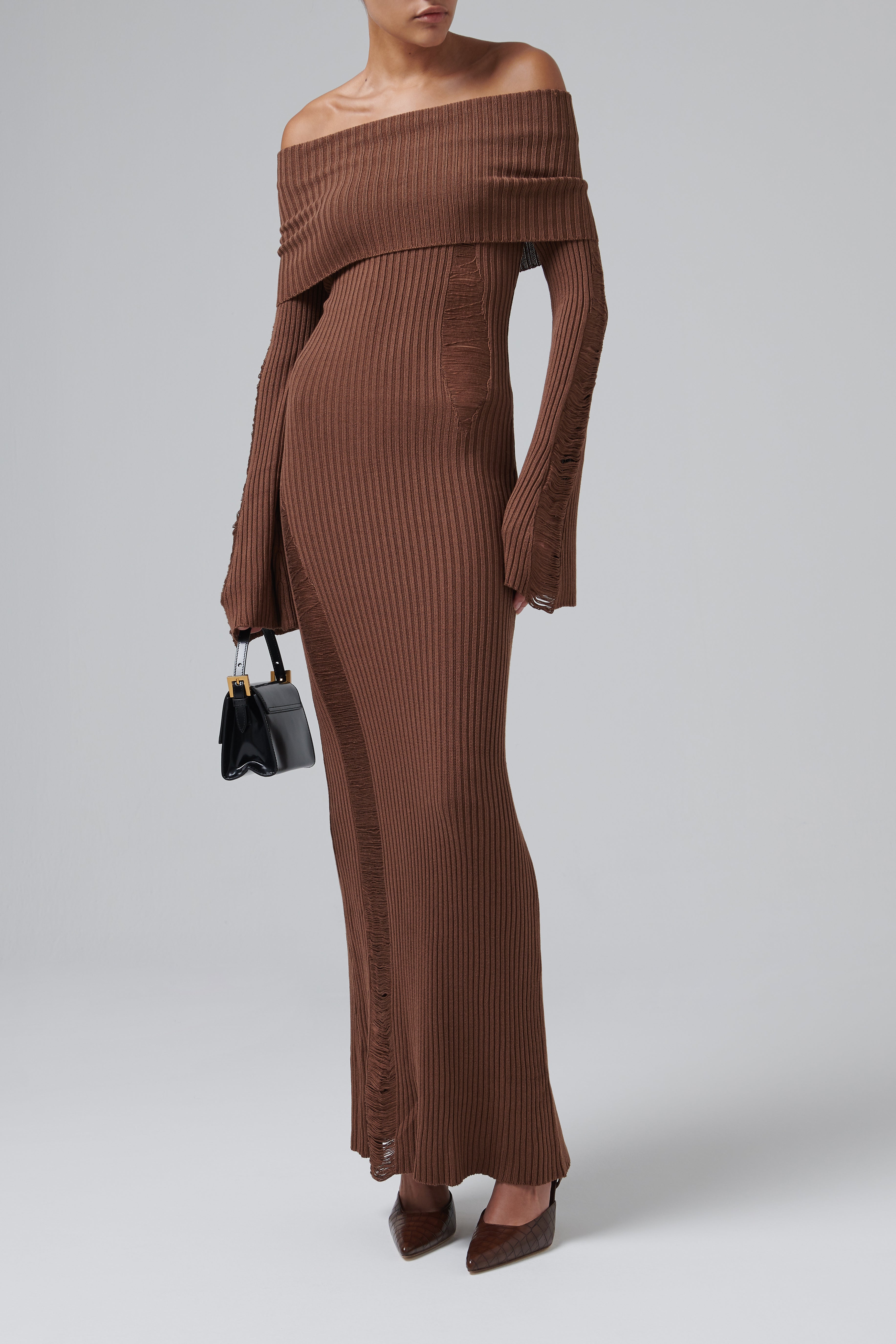 Aya Muse Brown Danica Light Knit Maxi Dress Aya Muse Brown Danica Light Knit Maxi Dress