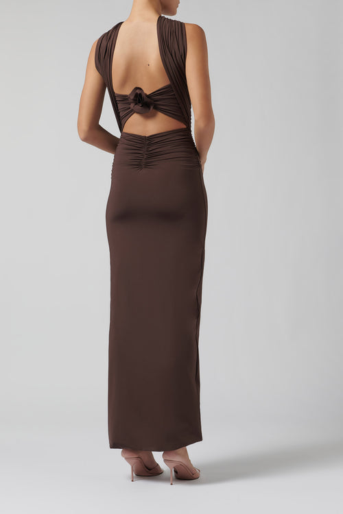 maygel coronel brown dress Maygel Coronel Brown Arcano Midi Dress