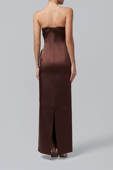 Brown Noelie Strapless Gown