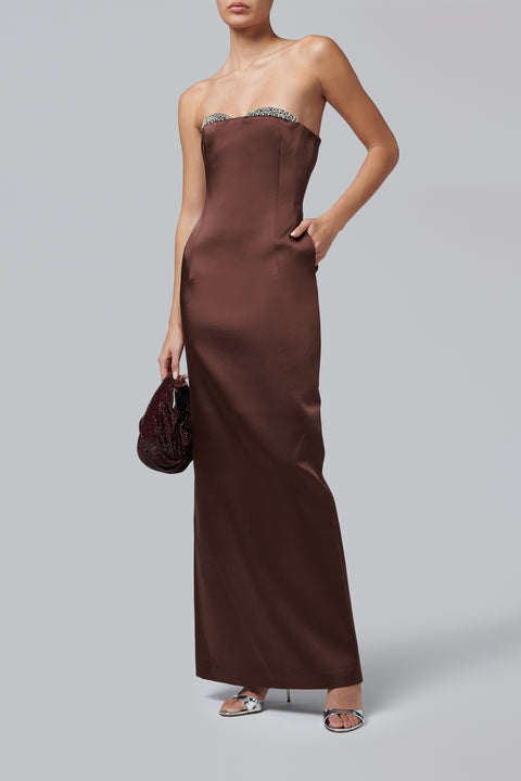 Brown Noelie Strapless Gown
