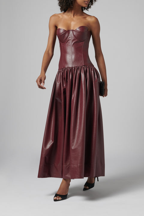 Burgundy Eliza Midi Dress