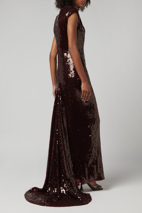 Burgundy Sequin Cap Sleeve Dress