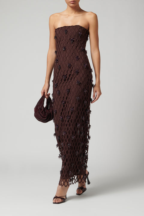 Simkhai Burgundy Iridessa Bustier Gown