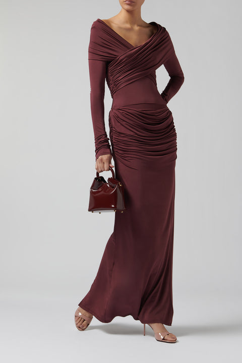 Burgundy Raffy Maxi Skirt