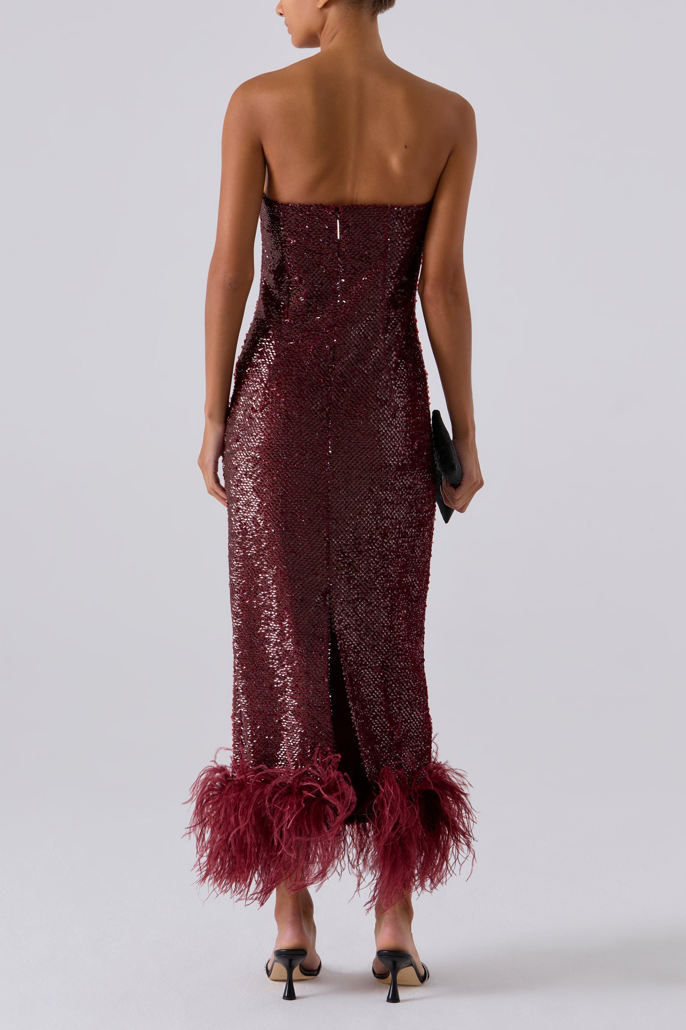 16Arlington Burgundy Minelli Sequin Midi Dress