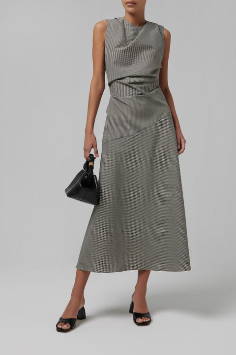 Grey Cowl Neck Midi Dress
