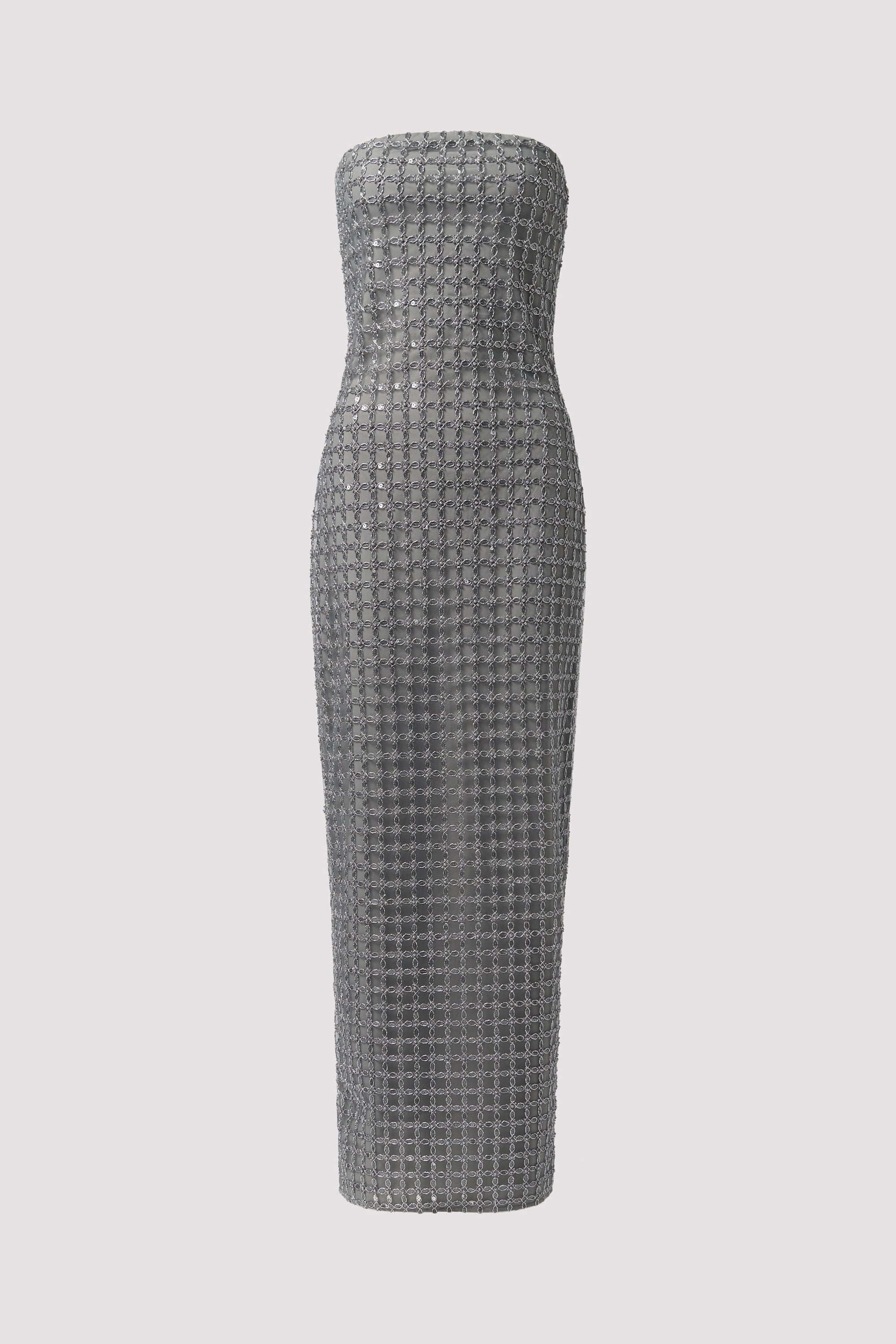 blue dress for baby girl ROTATE Birger Christensen Grey Beaded Maxi Tube Dress
