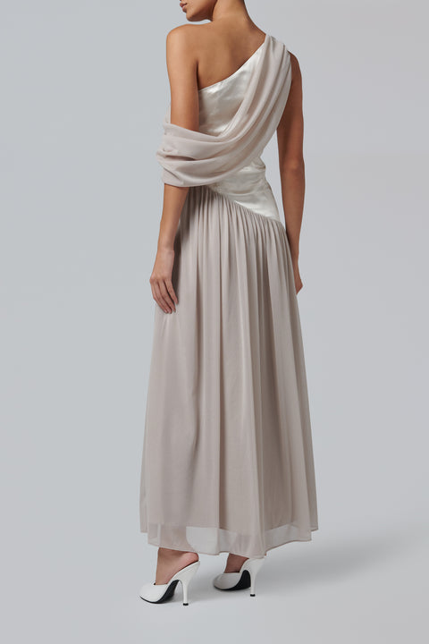 Grey Off Shoulder Maxi Dress