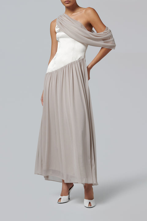 Grey Off Shoulder Maxi Dress