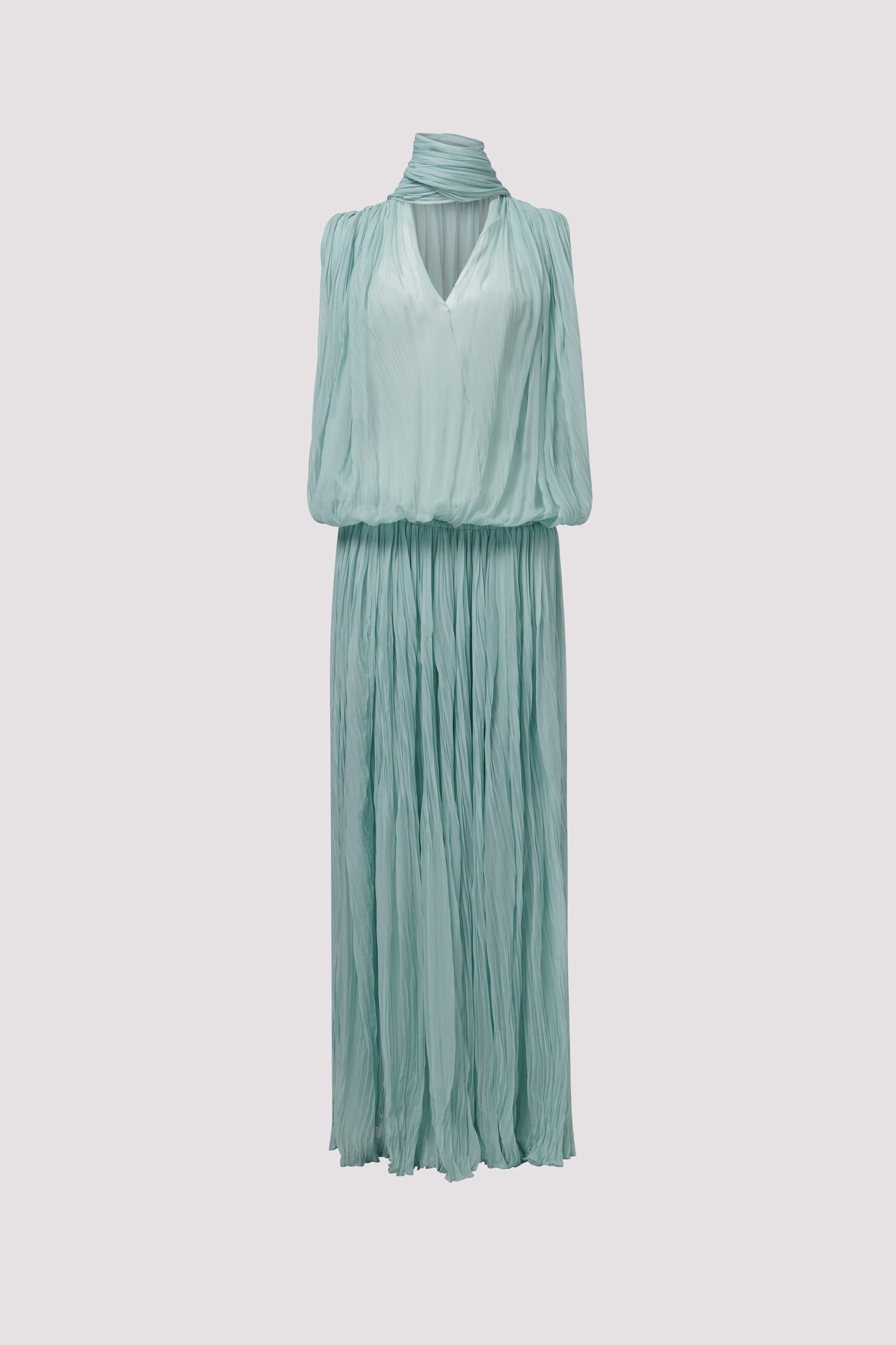slim fit dress slacks Blumarine Green Chiff Plisse Maxi Dress