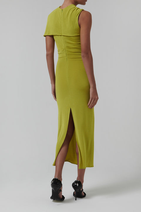 Green Off-Shoulder Mide Dress