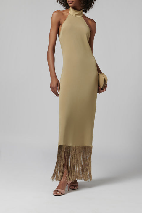 Green Berlin Metallic Fringes Dress