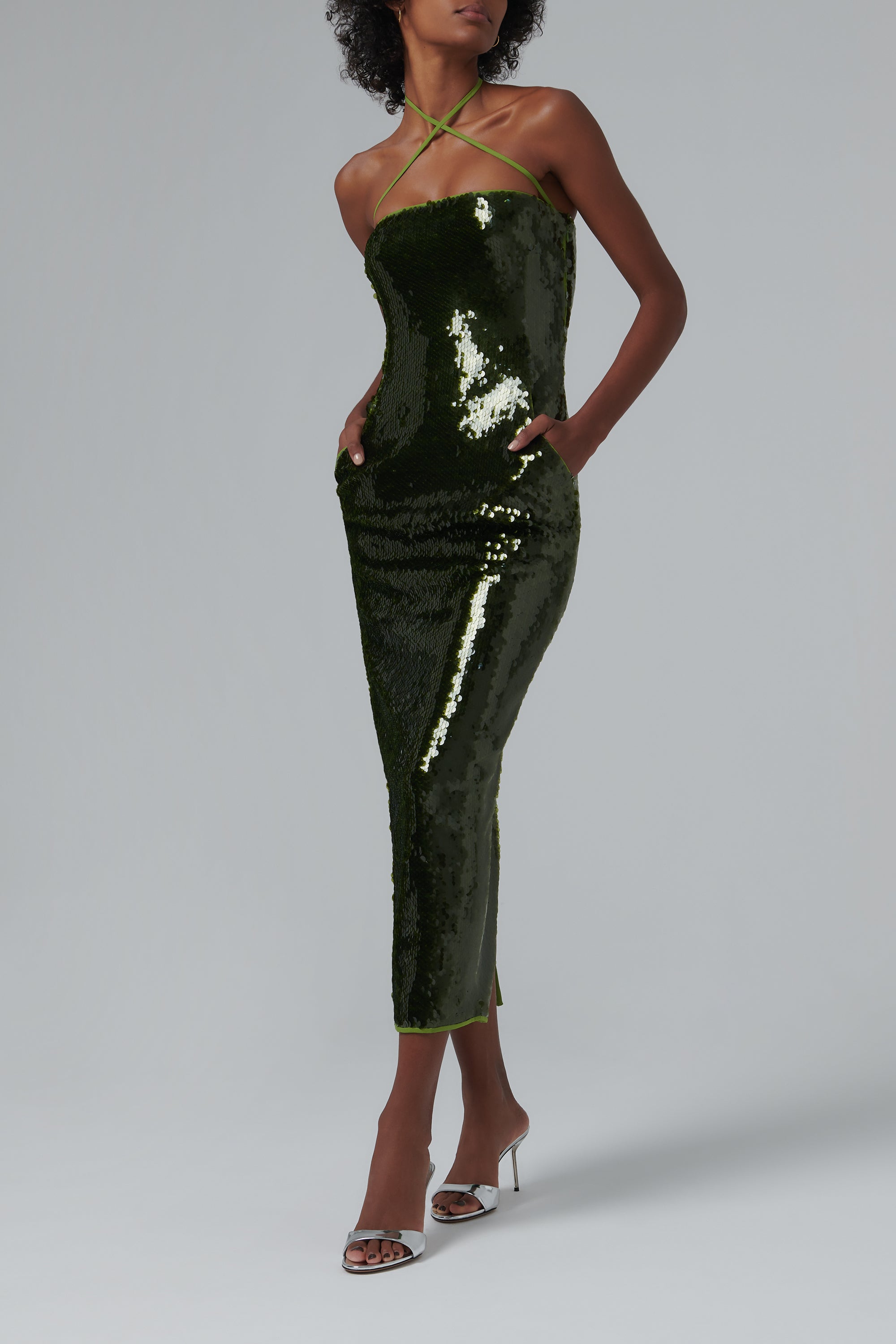 Paris Georgia Green Audrey Sequined Midi Dress Paris Georgia Green Audrey Sequined Midi Dress