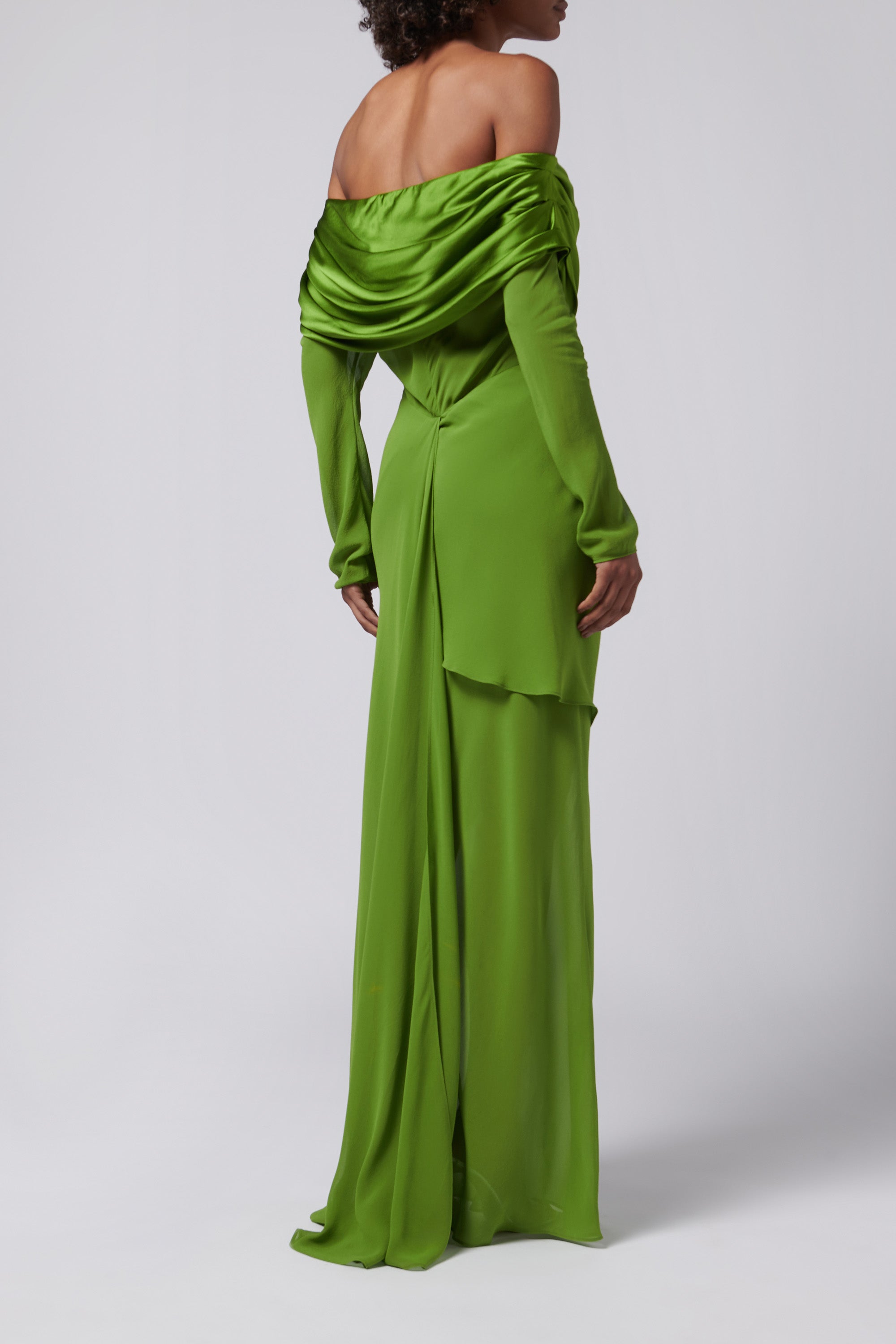 green emerald velvet dress Christopher Esber Silk Draped Shawl Dress in Green Size 8