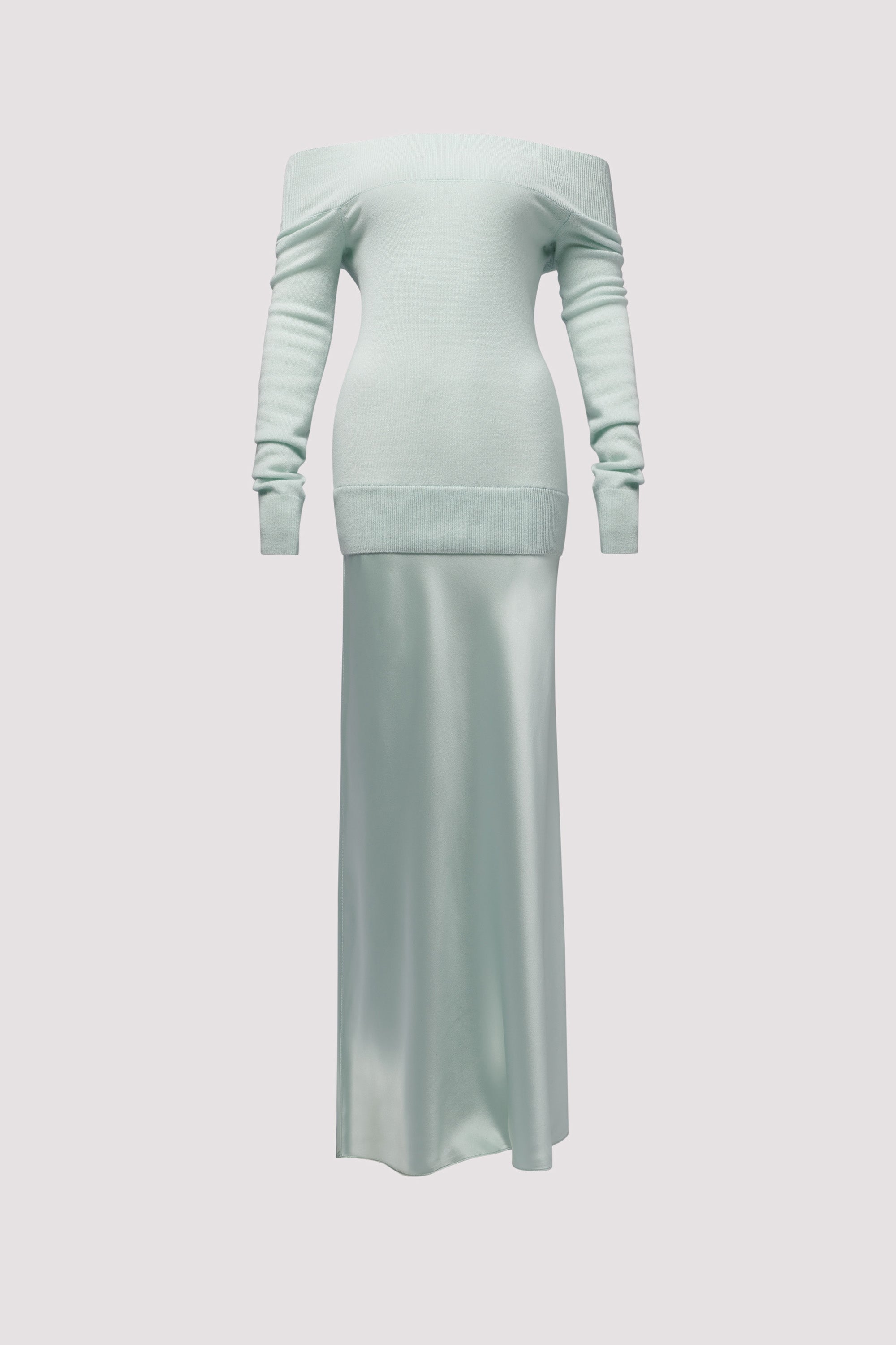 Christopher Esber Green Shoulderless Cashmere Monument Dress Christopher Esber Green Shoulderless Cashmere Monument Dress