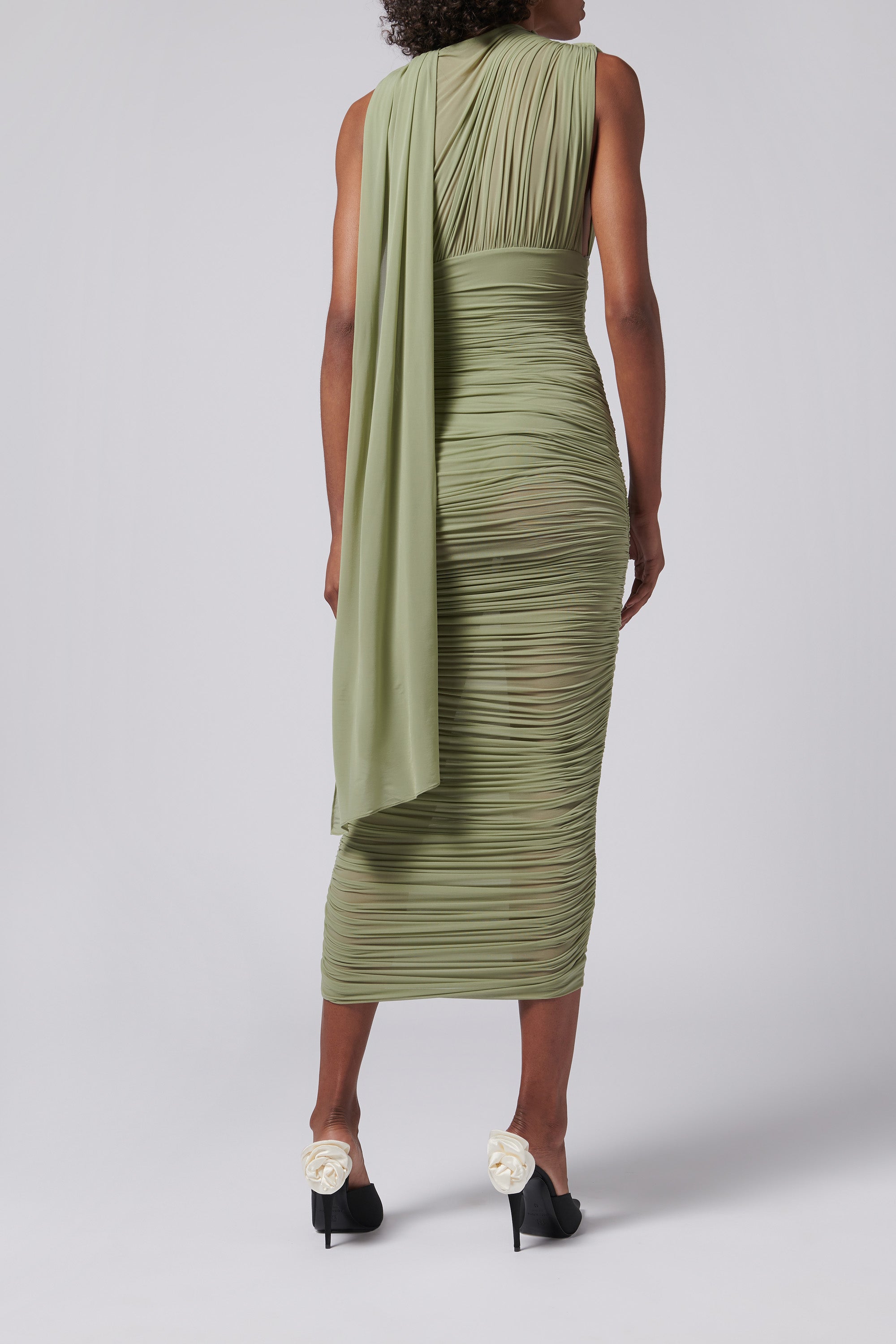 Magda Butrym Green Scarf Midi Dress Magda Butrym Green Scarf Midi Dress