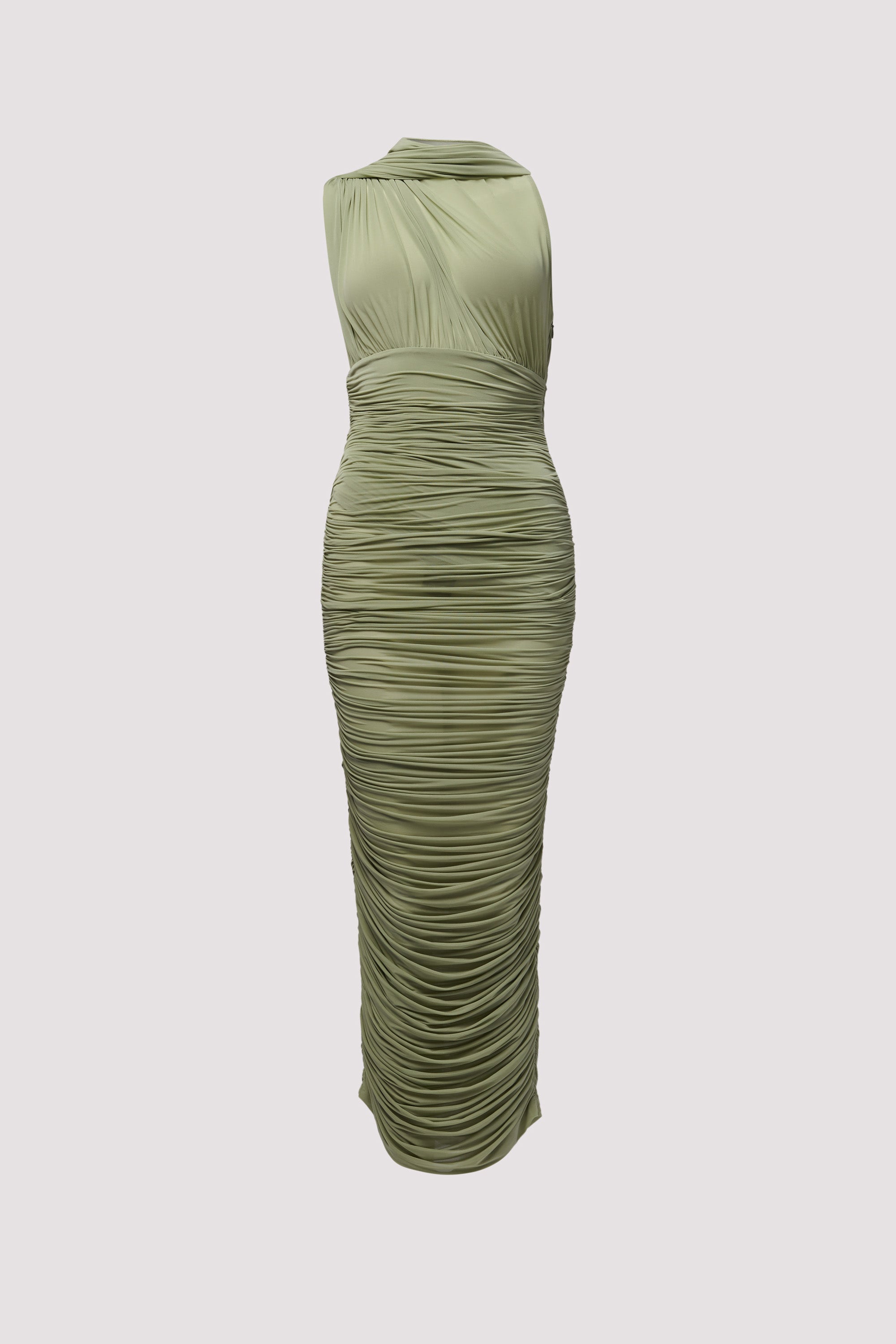 slim fit dress slacks Hunter Green Satin Scarf Neck Maxi Dress main image 0