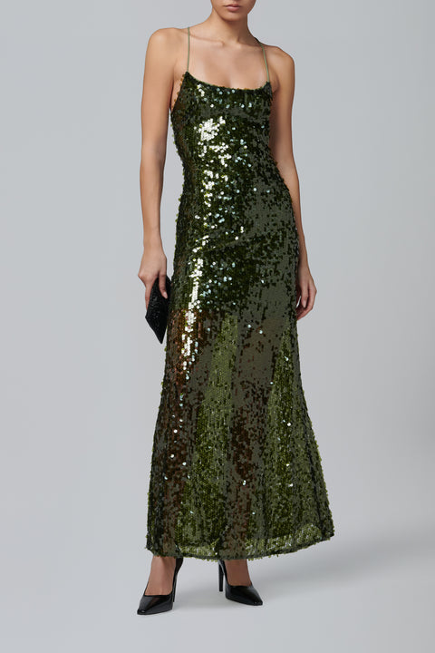 Green Backless Maxi Dress